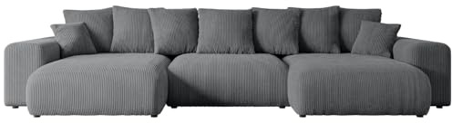 ALTDECOR Ecksofa mit Schlaffunktion U-Form Eskar-U 364x176x72 - Dunkelgrau | Corner Sofa Bett Eckcouch Couch Wohnlandschaft Cauchsofa