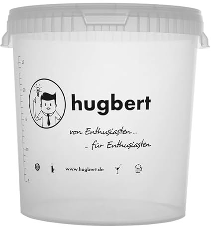 HUGBERT Gärbehälter mit Bohrung 30L /33L - Gäreimer mit Skala und Deckel- Eimer Gärfass für Wein und Bier - 1 Stück