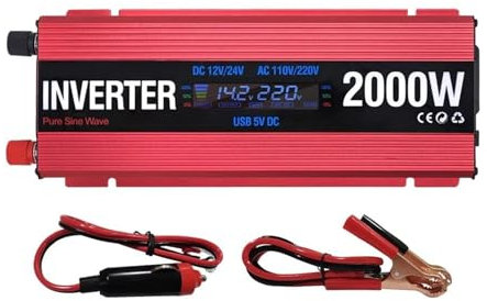 Convertidor Corriente Inversor Onda Sinusoidal 2000 W 1000 W 600 W CC 12 V Y 24 V Universal A CA 110 V Y 220 V Inversor Coche Transformador Convertidor Potencia Inversor Solar Convertidor(110V,2000W)