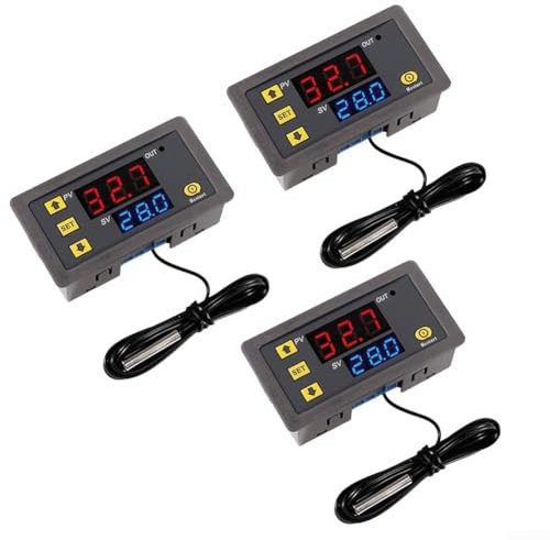 Termostato digital 3pcs W3230, controlador de temperatura compacto con límites ajustables para refrigeradores, congeladores y cámaras de incubación (12V)