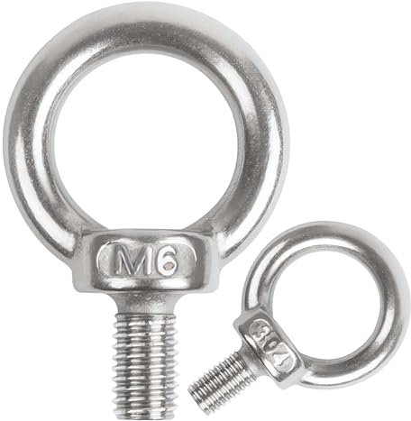 huruirui 10pcs Anillos de Elevación M6 Cáncamos Pernos Acero Inoxidable 304 Tornillos Argolla Pernos de Ojo para Fijación de Suspensión