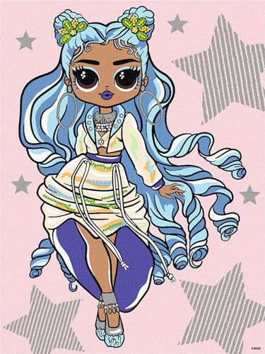 IDEYKA Malen nach Zahlen - L.O.L. Surprise! O.M.G. Fashion show Missy Frost Malen nach Zahlen für Kinder, einfaches Acryl-Malen nach Zahlen für Erwachsene, mit rahmen,DIY, 30х40 cm