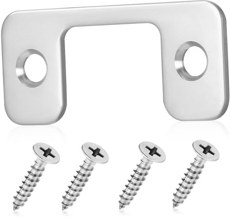 Lurrose Cerradura De Puerta Abatible Guardia Placa De Refuerzo De La Puerta Tornillo Pieza De Repuesto De Bloqueo Cerraduras De Las Puertas Hogar Cochera Para Plata Acero Inoxidable