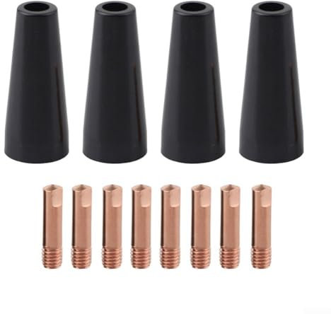 Flux Core gaslose Düsenspitzen-Set, MIG gaslose Düsenspitzen, Schweißflussmittelkerndüsen-Set, 4 x gaslose Düsen, 8 x leitfähige Kupferspitzen (0,6 mm)