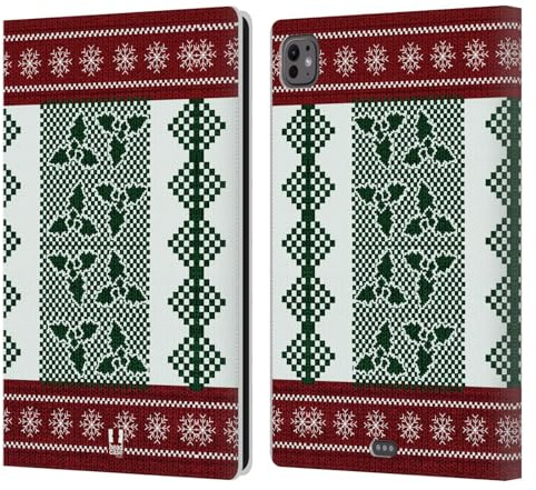 Head Case Designs Handschuhe Gestrickt Weinachten Leder-Wallet-Hülle Kompatibel mit Apple iPad Pro 11 M4/M5 2024/2025