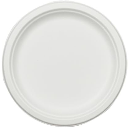 Ferrari Bio | Piatti Piani Compostabili 225×19,6 mm, 200 Pezzi | In Bagassa Sbiancata, ecologici per ristoranti e bar