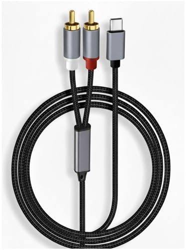 USB C to 2 RCA Audio Cable 1M, Type-C to RCA Phono Cable for iPhone 16/15 Pro Max, iPad, Samsung S24, Pixel to Amplifier, Speaker, Car & Home Cinema, Hi-Fi Stereo Splitter Lead (Gold Plated)
