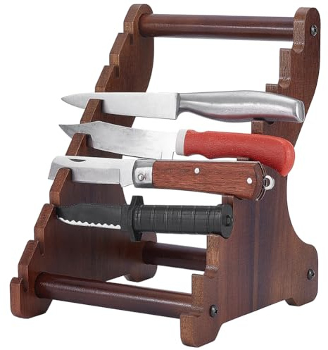 UNICRAFTALE Wood Knifes Display Stand Camel 8 Tier Knife Block Blade Collection Displays Holder Knife Storage Rack Wooden Displays Case for Knifes Collection Display Home Decoration 180x166x230mm