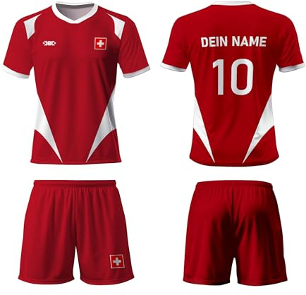 Schweiz Fußball Trikot,WM 2026 Personalisiert Xhaka T Shirt mit Eigenem Namen Nummer Logo, Einzigartiges WM-Design Geschenk für Kinder Jungen Damen,Atmungsaktiver