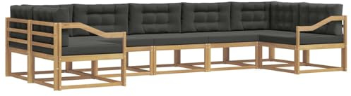 vidaXL Outdoor-Sofagarnitur mit Kissen 7 pcs Weiß und Anthrazit, Modernes Ecksofa-Set, stylische Gartenlounge, Möbel für Terrasse, wetterfest am Pool