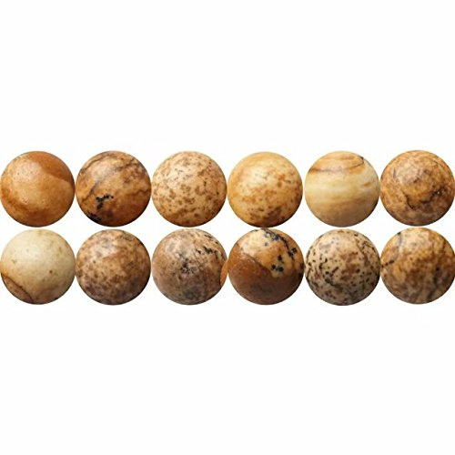 SKYBEADS Natur Landschaftsjaspis Edelstein Perlen Runde 10mm Naturstein zum Auffädeln 38cm Strang Approx 35 Stück