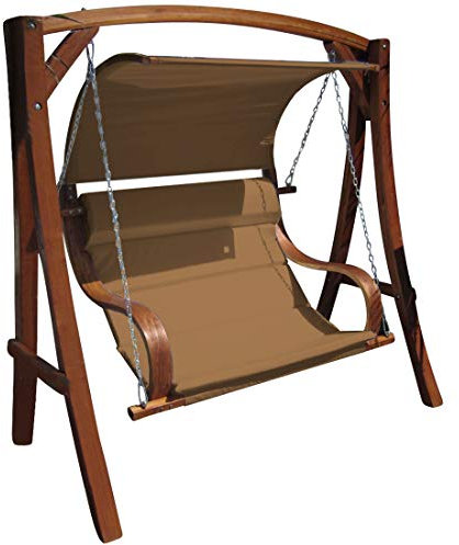 AS-S Design Hollywoodschaukel Gartenschaukel MERU aus Holz Lärche inkl. Abdeckung von AS-S, Farbe:Braun
