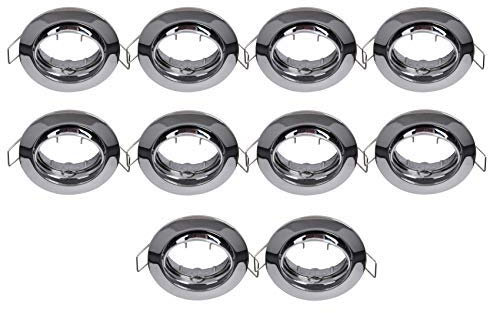 lighteu®, 10x Aluminium Einbaurahmen Chrome/Einbaustrahler LED/Halogen, schwenkbar, ohne Fassung