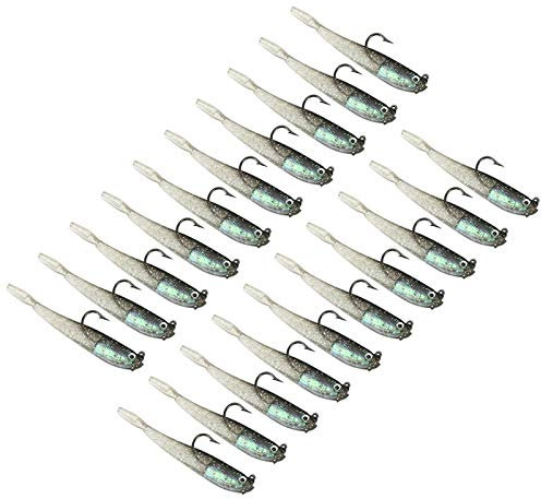 10Pcs Esca da Pesca Morbida con Occhi 3D Silicone Esca Jig Head con Gancio Affondamento Attrezzatura da Pesca