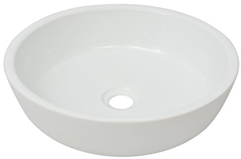 Tidyard Lavandino Tondo in Ceramica, Lavabo Bagno da Appoggio, Design Moderno, Bianca 42 x 12 cm