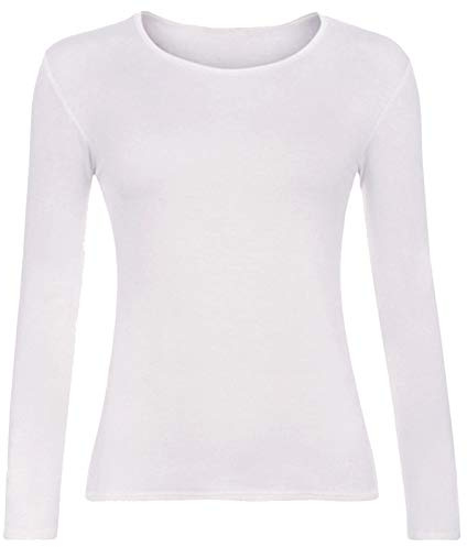 Candid Styles Childrens Kids Unisex Boys Girls Long Sleeve Plain T-Shirt Top Tee School PE, Age 13, White
