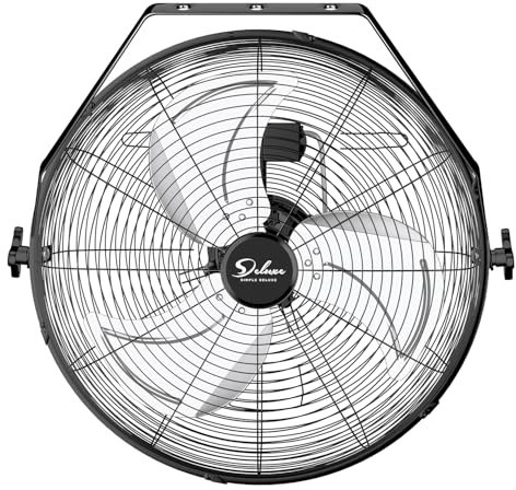 Simple Deluxe - Ventilatore da parete nero da 20 pollici ad alta velocità, 3 velocità, per magazzino, serra, officina, cortile, fabbrica e cantina