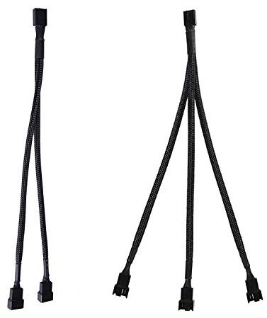 LitOrange 2 Pack 4 Pin PWM Fan Splitter Cable,Y Splitter 1 to 2 Converter + 1 to 3 Converter for Computer PC Fan Power Cable