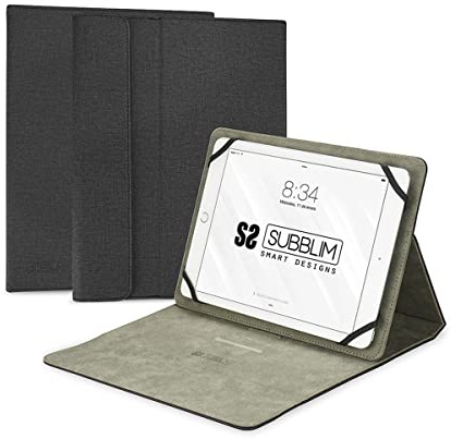 SUBBLIM Funda Universal para Tablets Clever Stand Tablet Case 9.6 11 Negro Cuatro Elegantes Colores Cierre Magnético Exclusivo Sistema De Sujeción