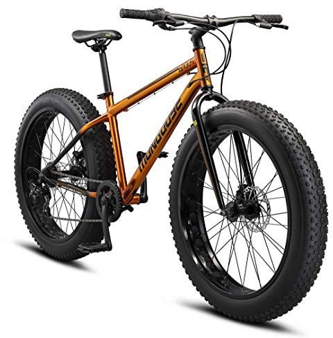 Mongoose Argus ST Fat Tire Mountain Bike for Adult Men Women, 26-Inch Wheels, Mechanical Disc Brakes, 17-Inch Steel Hardtail Frame, 7-Speed, Copper