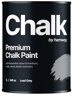 Hemway - Premium Chalk Paint - Lead Grey 1 L | Chalky Matt Shabby Chic Finish for Interior Furniture & Walls | Quick Dry & 1 Coat