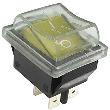 WITTKOWARE Kontroll-Wippschalter mit Schutzkappe, Einbaumaße 30x22mm, 2-polig, EIN/AUS, I/O, Wippentaste gelb