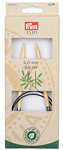 Prym 222510-1 Rundstricknadeln Bambus 80 cm 6,00 mm, Holzfarben, Ø 6 mm x 80 cm