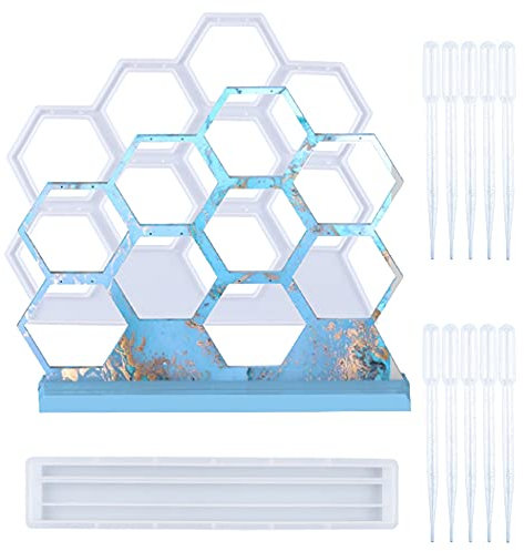 NA Woohome Resin Silikonform Ohrring Ausstellungsstand Gießform Ohrring Präsentationsständer aus Kunstharz Make up Schmuck Display Formen Kit für Ohrringe, Halsketten, Armbänder, Aufbewahrung