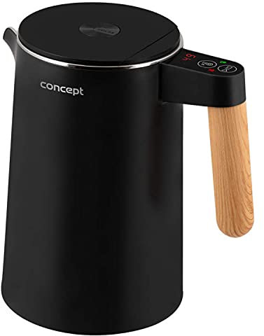 CONCEPT Hausgeräte RK3301 Edelstahl Wasserkocher 1,5 L Salt & Pepper, Schwarz