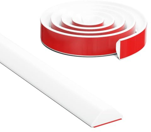 Seuil de douche en silicone, barrières de douche, bandes étanches, autocollantes, pour séparer l'eau et la maintenir à l'intérieur du seuil. (blanc, 165CM)