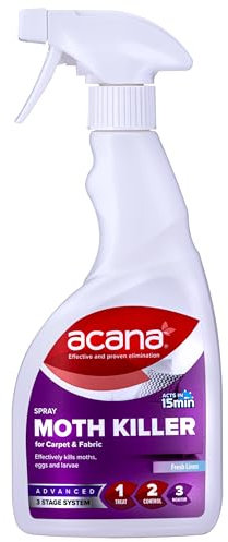Acana Carpet & Fabric Freshener 500 Millilitre - Moth Killer Spray - Fresh Linen Fragrance - for Carpets, Rugs & Curtains - Non-Staining