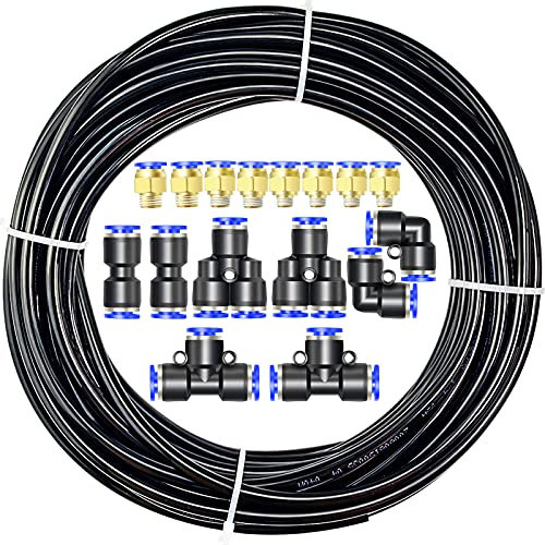 ERGAOBOY Schwarz 10M Polyurethan PU Luftschlauch Rohr Kit, 6 mm Außendurchmesser x 4 mm Innendurchmesser mit 16 Anschlusssätzen