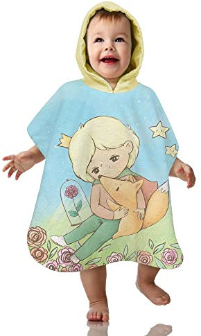 PB0001 Albornoz con capucha para bebé El principito Toalla de rizo Baño de piscina + guante de toallita