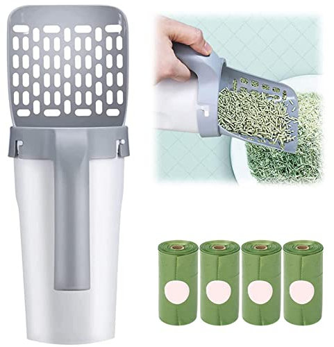 Yiida Paletta per lettiera per gatti con sacchetti aggiuntivi, paletta rimovibile con filtro per escrementi | Paletta 3 in 1 con filtro per escrementi | Strumento di pulizia portatile