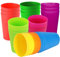 Piyo Pack 24 Plastic Cups for Kids Reusable Tumblers 250ml Pastel Beaker Party Cups Set for Kitchen Outdoor Parties Picnics BBQ
