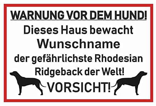 Samunshi® Aufkleber Rhodesian Ridgeback Warnung - Schild Sticker Hinweisschild Warnschild Vorsicht Hund 50 x 33cm Rhodesian Ridgeback Warnung schwarz