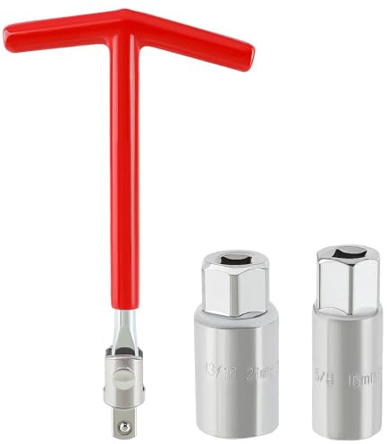 AUTOKAY Spark Plug Socket Wrench T-Handle 16mm 5/8 Inch and 21mm 13/16 Inch