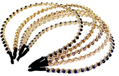 Hazrcvr Haarreifen Damen 5 Stücke Strass Haarband Buntes Kristall Strass Stirnband Kristall Strass Stirnbänder Glitter Strass Stirnbänder Haarreifen Mädchen Haarschmuck für Hochzeit