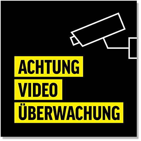 Schild Videoüberwachung [ästhetisches Design] stabile Alu-Verbundplatte | 15x15 cm | Achtung Videoüberwachung Schild | für Kamera Überwachung aussen