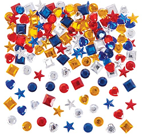 Baker Ross CN139 Red White and Blue Self-Adhesive Acrylic Jewels for VJ Day 80th Anniversary - Pack of 300, British Arts and Crafts Supplies