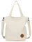 JANSBEN Damen Canvas Handtasche Schultertasche Casual Multifunktionale Umhängetaschen Groß für Arbeit Schule Shopper Lässige täglich (Beige)
