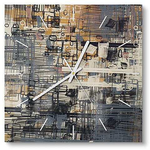 DEQORI Glasuhr | 30x30 cm | Motiv Variation von Formen | ausgefallene leise Design Uhr aus Glas | Wanduhr für Wohnzimmer & Küche | Moderne Hingucker Uhr für die Wand