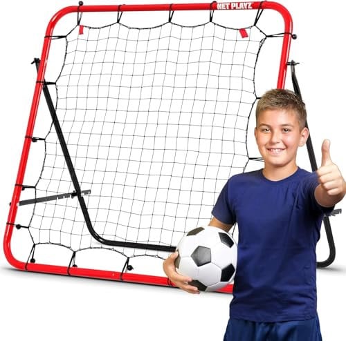 NET PLAYZ Rebounder für Fußball - Rebound Netz Prellwand Hilfsmittel und Ausrüstung das Geschicklichkeitstraining Kinder, Teenager alle Altersgruppen – Kick-Back/tragbar (100 x 100 cm), (NOS03940)