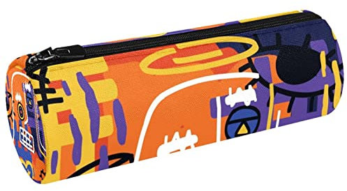 Fishbone Skelett Canvas Stift Federmäppchen Münze Geldbörse Kosmetik Make-up Tasche für Student Schreibwaren Schule Büro Aufbewahrung, Multi#02, 20x6.3cm/7.9x2.5in, Federmäppchen