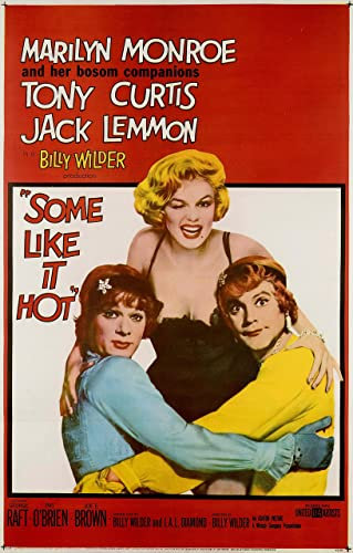 SOME LIKE IT HOT 1959 1 Poster A2 - Filmkunstposter in verschiedenen Größen für Wohn- oder Schlafzimmerideen. Randlose Kultfilmbilder, klassische ikonische 70er, 80er, 90er Jahre, Vintage-Retro-Wandd