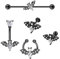 Longbeauty 14G 16G Fledermaus Piercing Set Halloween Körperschmuck Hufeisen Nasenring Hoops Labret Lippenpiercing Tragus Ohrring Bauchnabelring Industrial Barbell, 5 Pcs, Schwarz