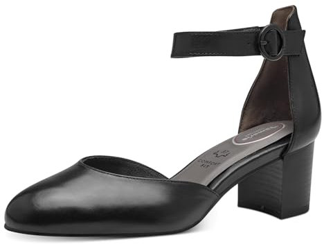 Tamaris COMFORT Damen Pumps mit Riemen aus Leder Elegant, Schwarz (Black Nappa), 36 EU