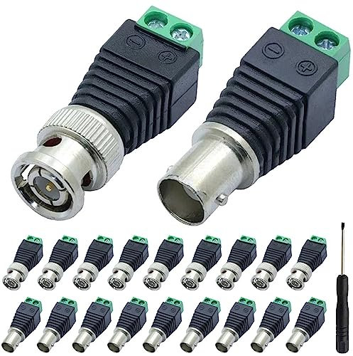 Xiatiaosann Connettore balun maschio BNC e connettore balun femmina BNC, spina terminale connettore coassiale Cat5 a BNC (confezione da 20)