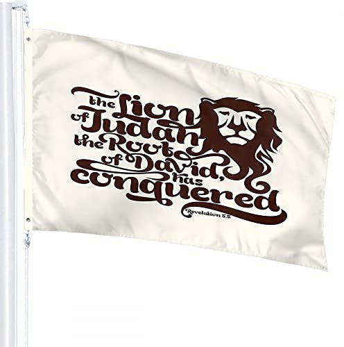 Lion Flag 3x5 FT The Lion of The Tribe of Judah The Root of David Has Conquered Word Outdoor Flags Large Welcome Yard Banners Home Garden Yard Lawn Decor