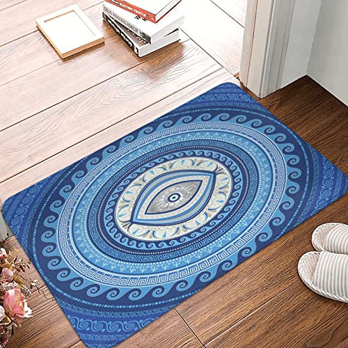 Fussmatte Griechisches Mati Mataki Matiasma Evil Eye Ornament 40X60Cm Fußabtreter Schmutz Widerstehen Badteppich Dauerhaft Fußmatte Innen Für Außen Badezimmer Küche